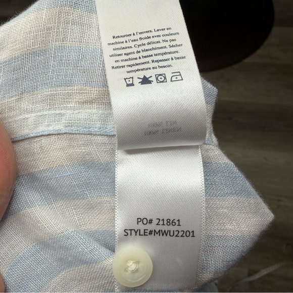 Faherty Short-Sleeve Palma Linen Shirt Men’s XL Horizon Ivory Stripe - Picture 8 of 11